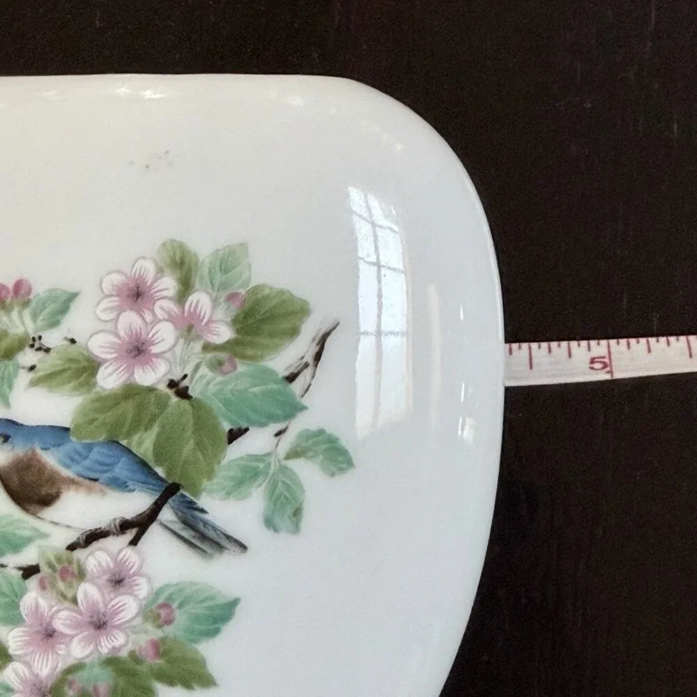 Vintage Takahashi Japan Meadow San Francisco Floral Vase Blue Bird‎ Gift Garden